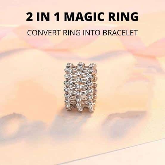 2 in 1 ZIRCONE Studded SILVER HALLMARK  Italian Ring cum Bracelet for Women