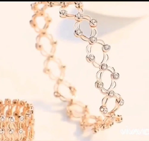 2 in 1 ZIRCONE Studded SILVER HALLMARK  Italian Ring cum Bracelet for Women